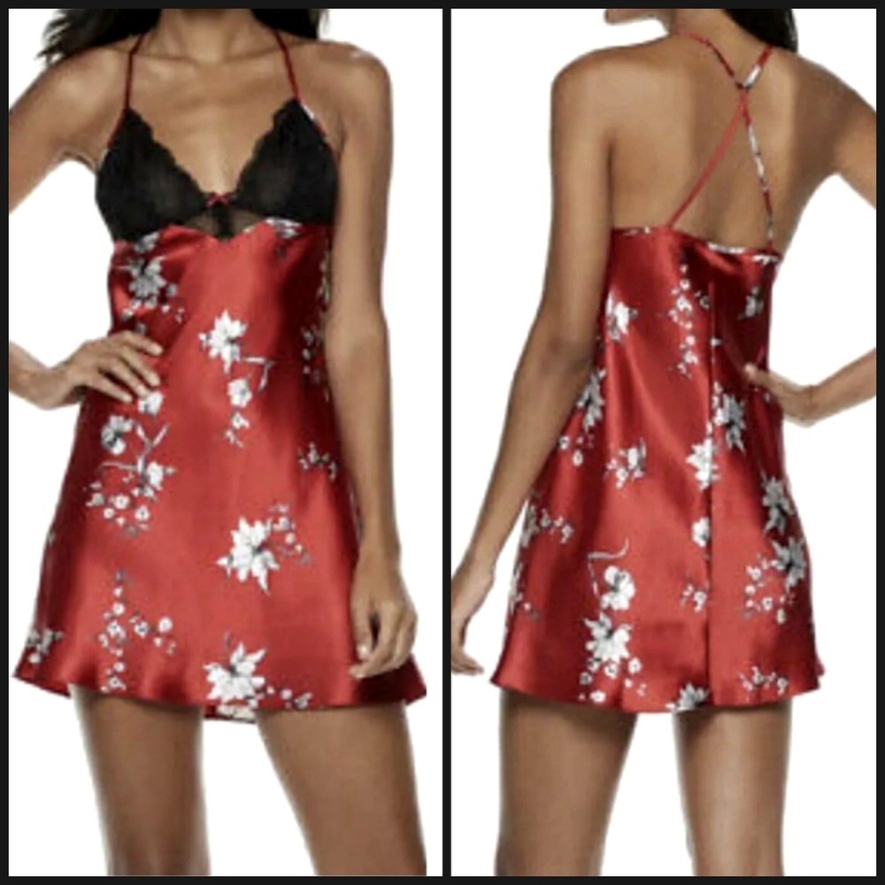 Apt. 9 Red Black Lace Mini Nightgown